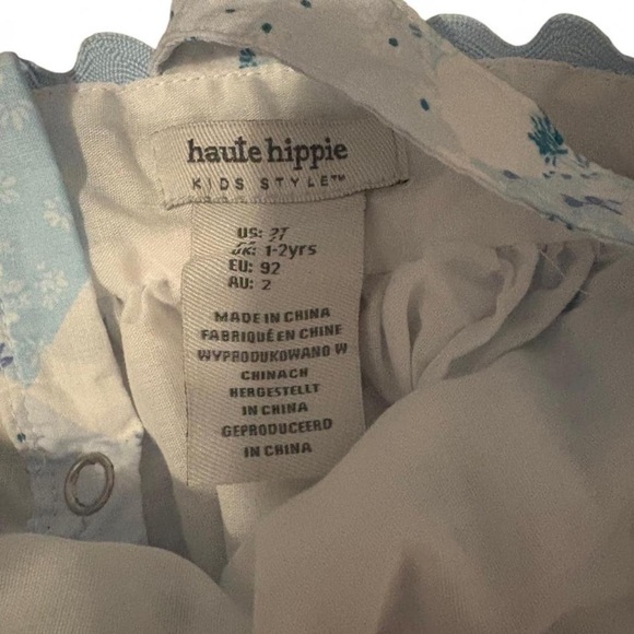 Haute Hippie Cream and Blue Floral Diaper Cover 2T - Picture 3 of 5